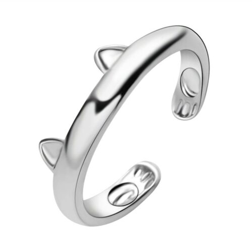 Fashion 925 Silver Cat Ear Knuckle Rings Open Adjustable Women Charm Jewelry