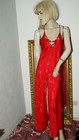 Atemberaubendes langes Satin Negligee Babydoll Nachtkleid seidenglatt Glanz S