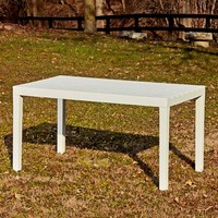 Large White Rectangle Garden Slatted Plastic Table Patio Deck Outdoor Furniture