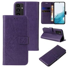 Handy Tasche für Samsung Galaxy A54 5G Handyhülle Blumen Buch Cover Case Lila