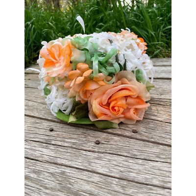 Vintage 1960s Millinery Flower Bucket Hat Peach and Green Vintage 1960s Millinery Flower Bucket Hat Peach and Green | eBay main image 2