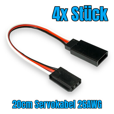   4x Servokabel 20cm Stecker Buchse Verlängerung Futaba Robbe 26AWG Kabel RC  