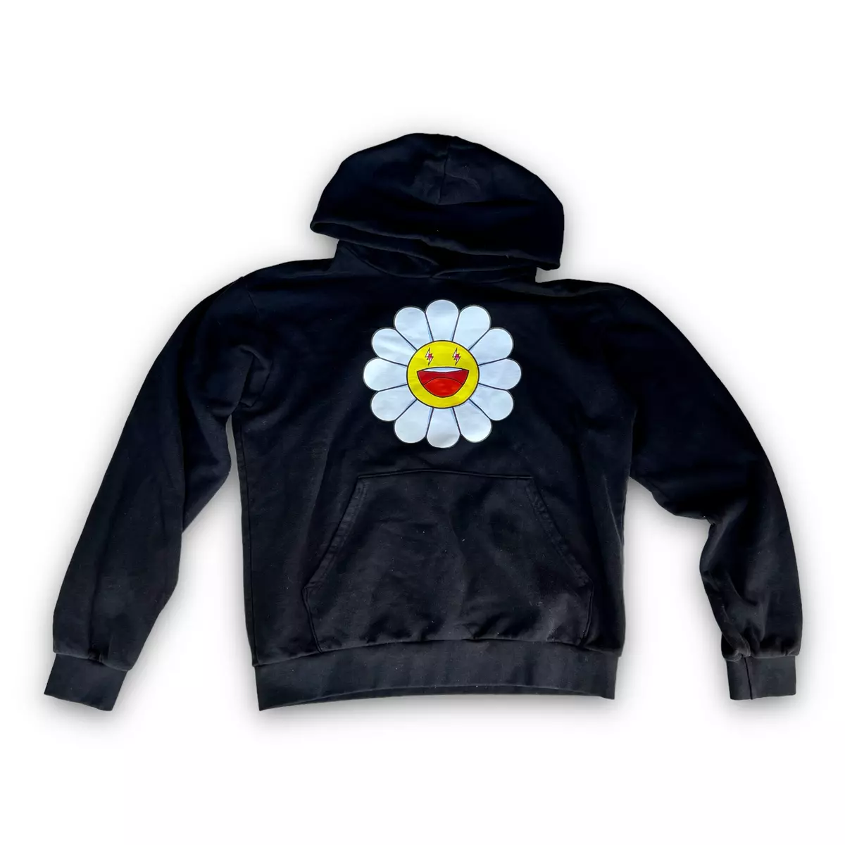 J Balvin Flower Hoodie Size Medium M Takashi Murakami Black Cotton Long  Sleeve