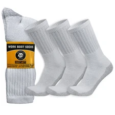 Men's Heavy Duty Steel Toe Work Crew Socks (US Shoe Size 10-12)