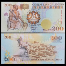 Lesotho 200 Maloti, 1994, Pick#20a, Prefix A, banknote, UNC