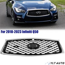 For 2018-2022 23 Infiniti Q50 Chrome Bezel Front Bumper Grille Grill Base Models