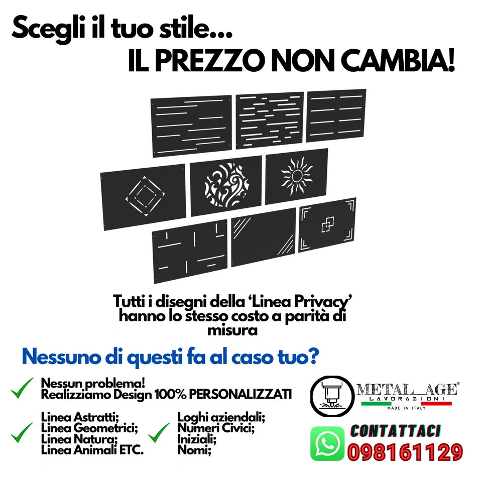 Recinzione Frangivista Privacy SU MISURA Ferro Taglio Laser Moderna per Giardino - Immagine 4 di 4