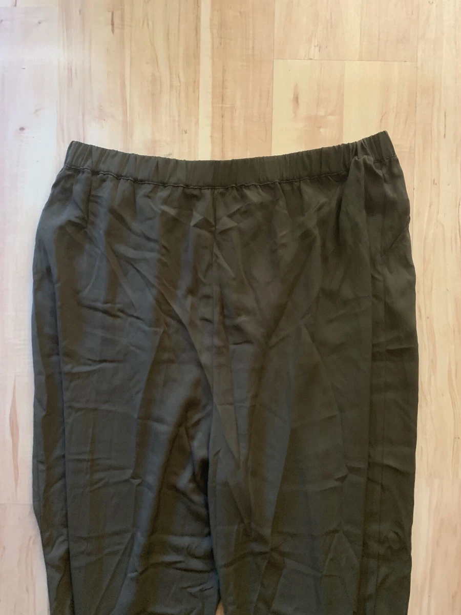 New Floryday Woman Tapered Buckle Leg Ankle Dress Pants Army Green Plus Size 2XL