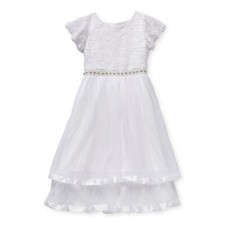 Emerald Sundae Girls Short Flutter Sleeve Fit Flare Dress White 8 NEW 181