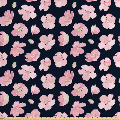 Blume Satin Stoff als Meterware Doodle von Sakura Flora