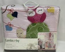 Lambs Ivy Sprinkles Baby Girl 4 Piece Crib Nursery Bedding Set, Animals
