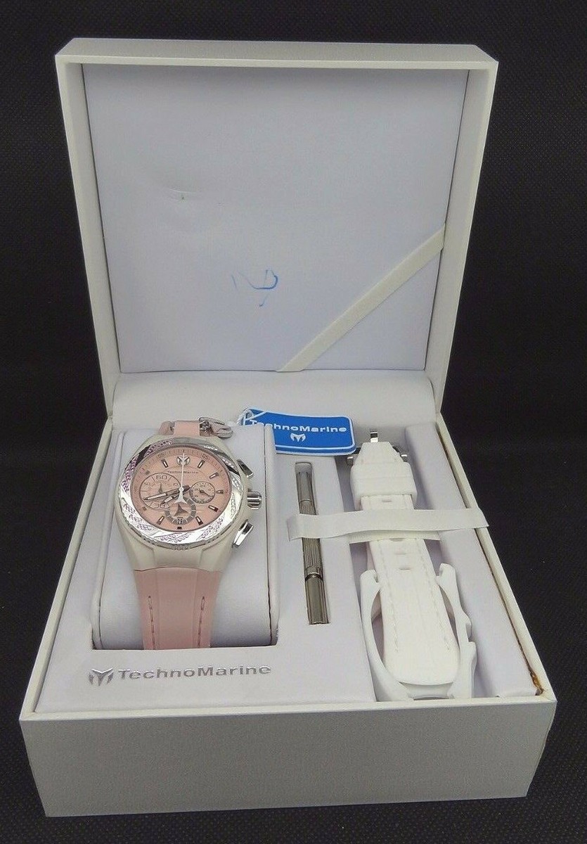 TechnoMarine White and Pink Chronograph Set Amazon.com: TechnoMarine Cruise Chronograph Quartz Crystal  main image 2