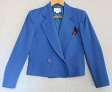 Vtg 80  s Christian Dior Womens Blazer Jacket Shoulder pads Blue Made in USA Sz 4