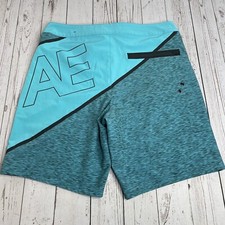 American Eagle Board Shorts Swim Trunks Mens Medium AE Jumbo Graphic Teal Black