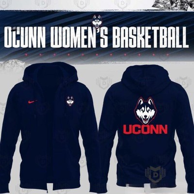 Uco.nn Huskie.s Women Basketball All Blue Zip Hoodie