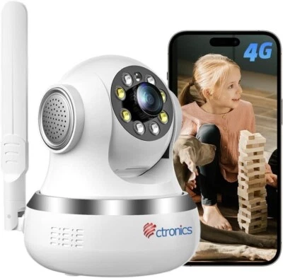 ctronics 750C 4G LTE Überwachungskamera Innen, 360° PTZ IP Kamera Indoor, Bewegu