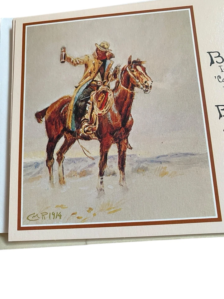Leanin Tree Cowboy Christmas Holiday Card CM Russell Vtg Western Horse Art 1914 - Image 4 of 4
