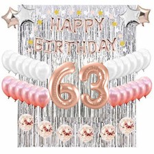 63rd Birthday Complete Rose Gold Silver Balloon Party Decoration Supplies