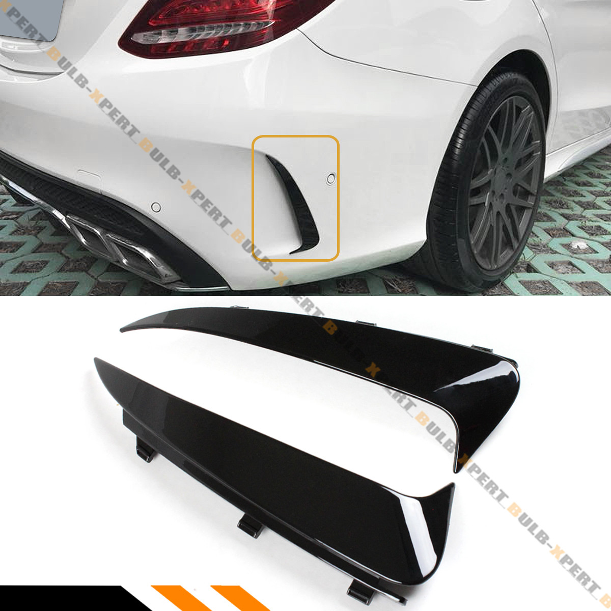 FOR 15-18 MERCEDES BENZ W205 AMG 4DR BLK SNAP ON REAR BUMPER VENT