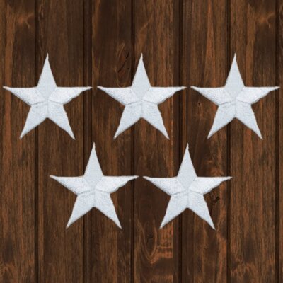White Star Embroidered Patch, 1.25''  5-Pack   Iron On