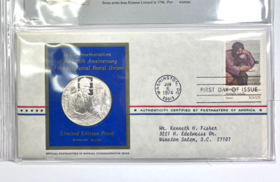 1974 Franklin Mint Sterling Silver Postal Union First Day Cover