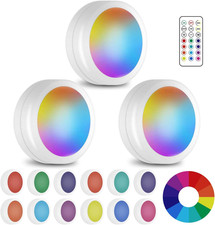 LED Puck Lights with Wireless Remote, 13 Colors RGB Dimmable under Cabinet Light