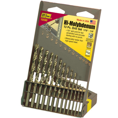 Ivy Classic 10590 13-Piece Hi-Molybdenum Steel Drill Bit Set 135-Degree Split