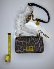 Steve Madden Leopard Print Shoulder Bag Gold Chain Women  s Handbag Animal Print