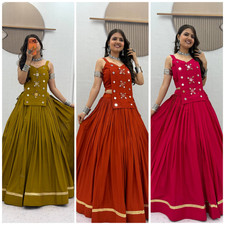 Indian Pure Cotton Lehenga Choli Set Women Festival Wedding Ethnic Party Wear