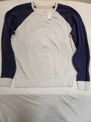 GAP Crew Neck Sweatshirt Men s XL/T Light Heather & Blue Sleeves 100% Cotton NWT