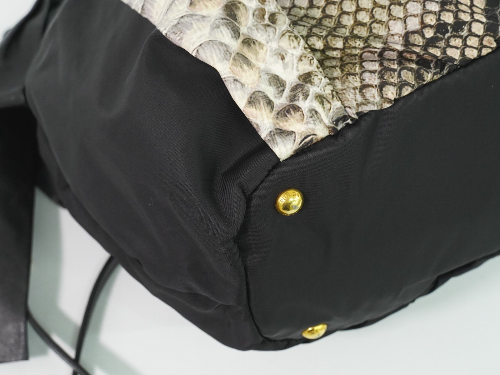 PRADA Python Print Nylon 2way Shoulder Tote Bag B… - image 9