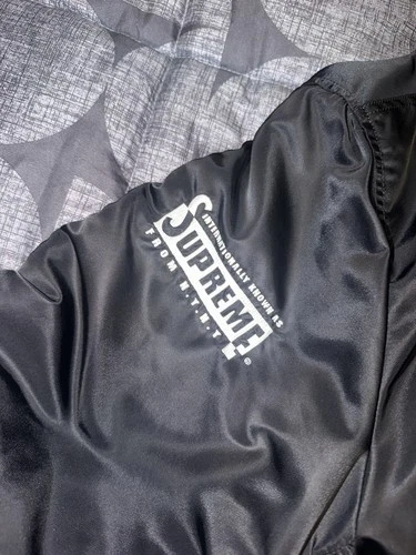 Supreme MA-1 Bomber Jacket Black Nylon Full Zip Lined Logo Men's Size M image 4