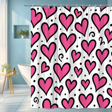 Charming Pink Heart Shower Curtain for Fun Bathroom Decor