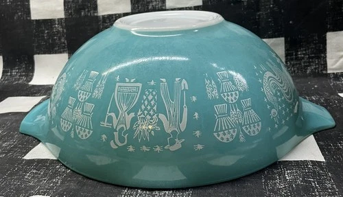 Pyrex Amish Butter Print Mixing Bowl Turquoise# 444 Cinderella Lrg  4 Qt Vintage