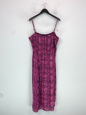 Klass Pink Snakeskin Maxi Dress Strappy Sleeveless Pull-On UK 22 NEW