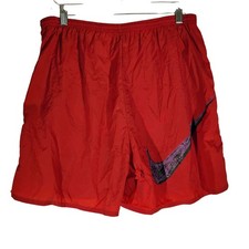 Nike Vintage swim shorts trunks mens M Medium red swoosh lined 90s black tag