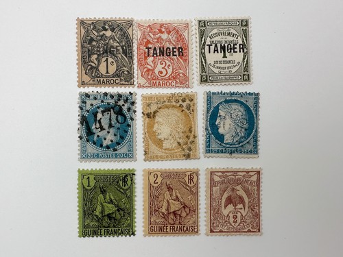 Postage Stamps French Colonies Vintage Set New Caledonia Guinea Indochina 1900s - Picture 5 of 12