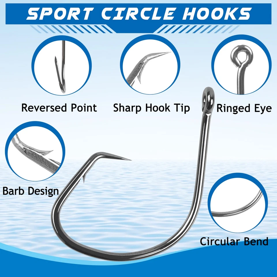160 PCS 7381 Black High Carbon Steel Offset Sport Circle Octopus Hooks - Image 3 of 4
