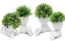 4 Packs Creative Fake Plants Artificial Succulents Plants in Ceramic White