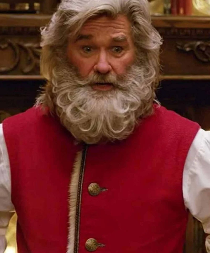 Santa Claus Kurt Russell Vest – Red Wool Men’s Christmas Costume Fur Coat - Image 2 of 3