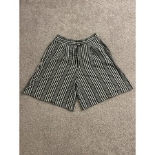 Michele Palmer Gingham Shorts Women 12 Black White Excellent Vintage Pleated USA