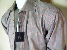 Ike Behar Shirt Mens XL Plaid Long Sleeve Cotton Oxford Classic Button Down $185