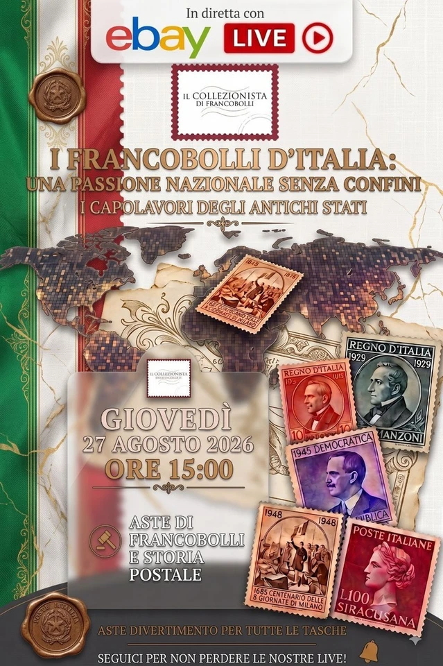 Vendita ed asta di francobolli degli Antichi Stati Italiani