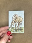 ACEO ORIGINAL Horse Palomino Painting Equine Art Animal Gouache By Kinsmoor — photo 2