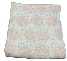 Swaddle Designs Floral Muslin Blanket Pink Gray Dot Cotton Wrap Receiving