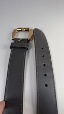 Vtg Calderon Women  s Wide Belt Gray Leather Gold Buckle Sz L