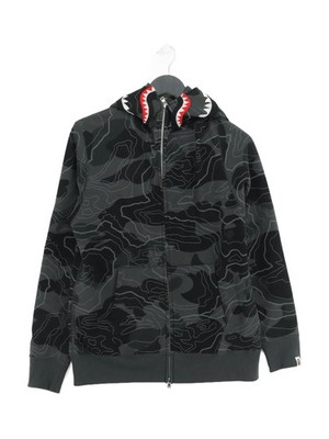A Bathing Ape Herren Hoodie M Grau Grafik 100% Baumwolle Pullover