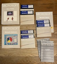 Microsoft Mouse Paintbrush Show Partner Vintage 1986 PC-DOS six 5.25" disks