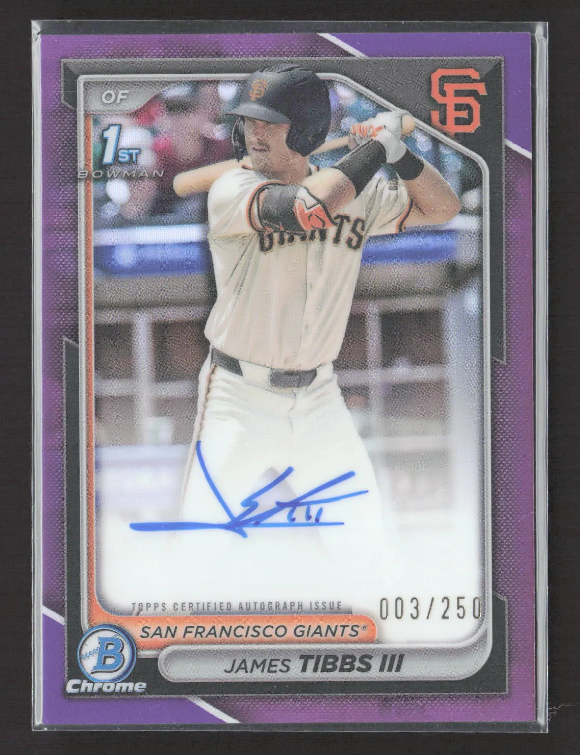 2024 Bowman Chrome James Tibbs III #CPA-JT Purple Refractor 003/250 1st Auto