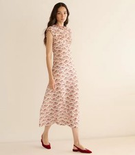 DOEN Floral Print Soft Cotton Maxi Dress Women Crew Neck Short Sleeve Casual